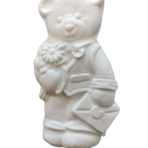 Figurina din ipsos pentru pictat, Ursulet cu flori 10.5/5cm