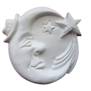 Figurina din ipsos pentru pictat, Luna cu stea cazatoare 11cm