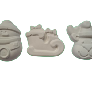 Set 3 figurine din ipsos de iarna - sanie, ren, om de zapada