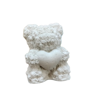 Figurina din ipsos pentru pictat, Ursulet 3d din flori 6/5/4cm