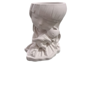 Figurine din ipsos pentru pictat, Mini vaza printesa cu catel 10/7cm