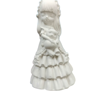 Figurine din ipsos pentru pictat, Printesa 3d cu urs, 8 cm