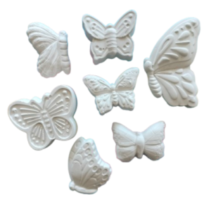 Figurine din ipsos pentru pictat, Set fluturi x 7 buc, 10/6 cm
