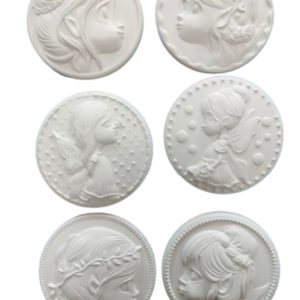 Figurine din ipsos pentru pictat, Set tablouri printese x 6, 8 cm