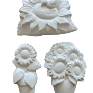Set figurine din ipsos pentru pictat, Flori medii x 3, ~11/8 cm