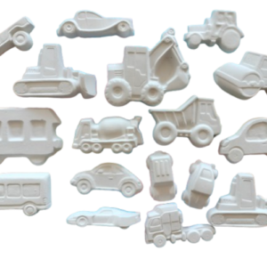 Set figurine din ipsos pentru pictat, Masini x 17, ~9 cm