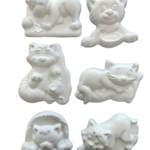 Set figurine din ipsos pentru pictat, Pisici x 6, ~9 cm