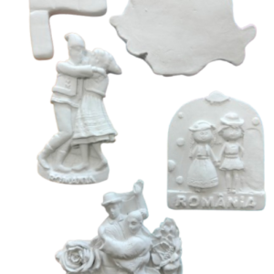 Set figurine din ipsos pentru pictat, Romania x 5, intre 4, 5-9 cm