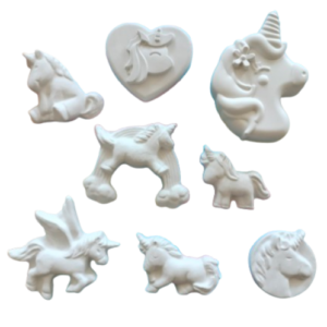 Set figurine din ipsos pentru pictat, Unicorni x 8, ~8,5 cm