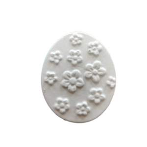 Figurina din ipsos pentru pictat, Jumatate ou cu flori mici 4.5/5.5cm