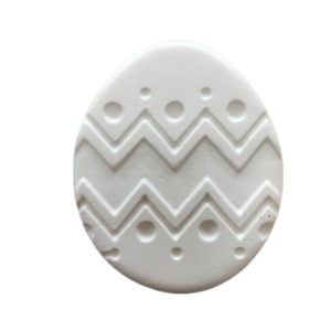 Figurina din ipsos pentru pictat, Jumatate ou mare cu zig zag 7/8.5cm