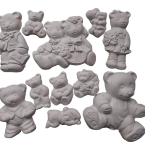 Figurina din ipsos pentru pictat, Set ursuleti intre 4.5 - 11.5 cm