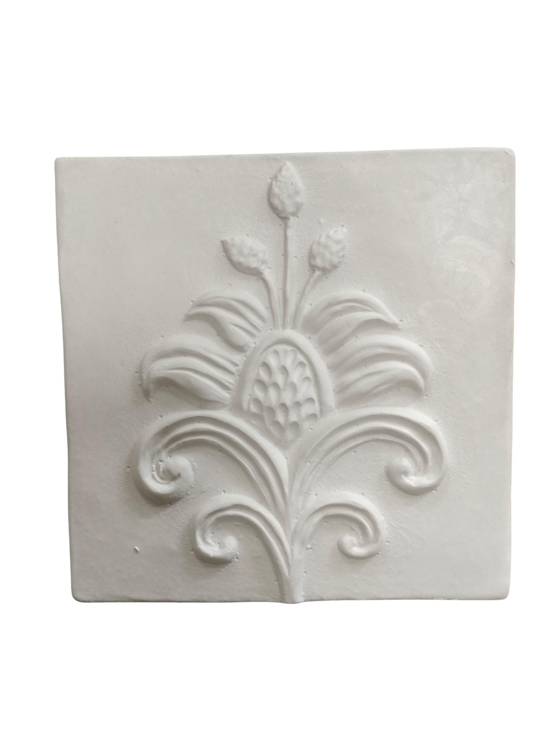 Figurina din ipsos pentru pictat, Tablou patrat floare 13.5x13.5 cm
